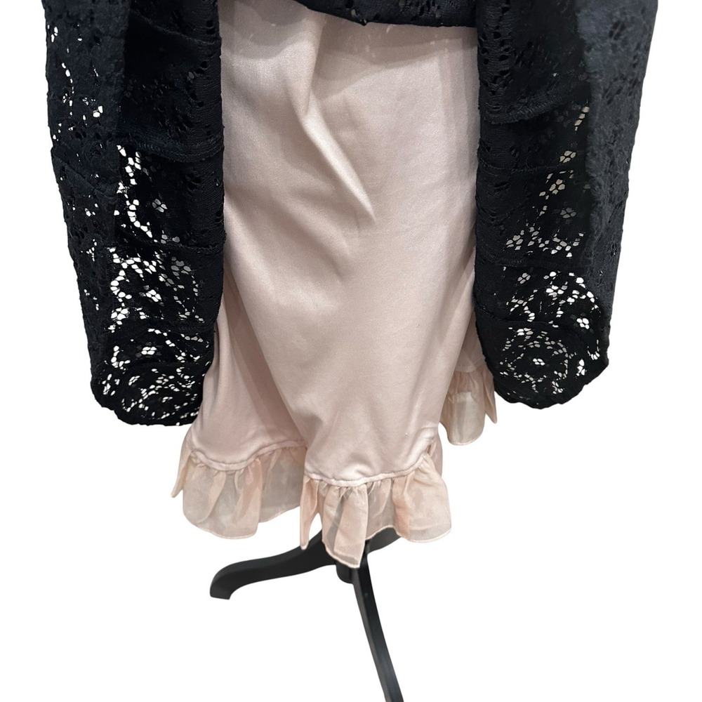 Betsy Johnson Black Lace Dress Petticoat Illusion Cocktail Dress 3/4  Size 12 - Picture 7 of 11